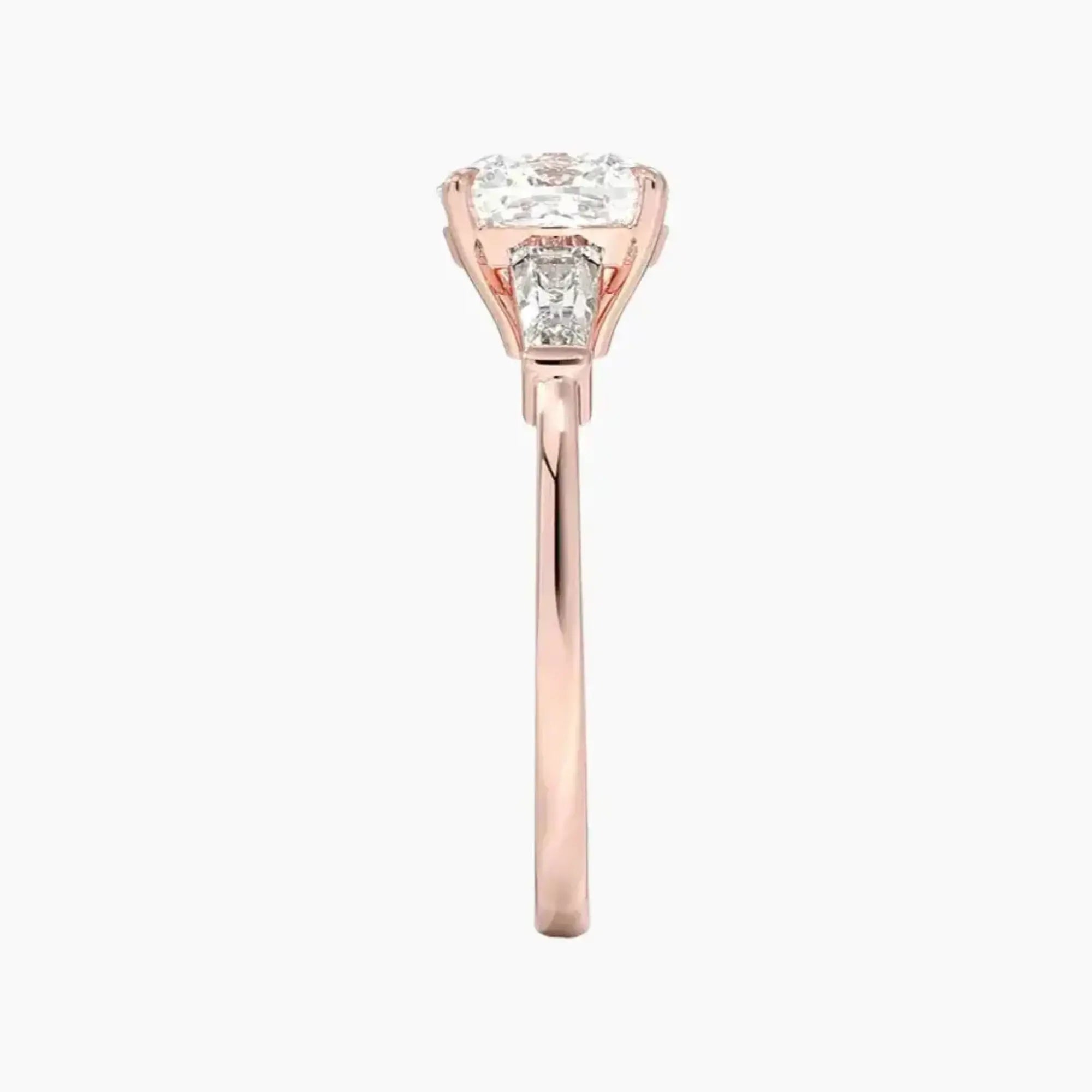 Nyx Cushion Three Stone 3 Carat Lab Grown Diamond Engagement Ring in 18K Yellow Gold