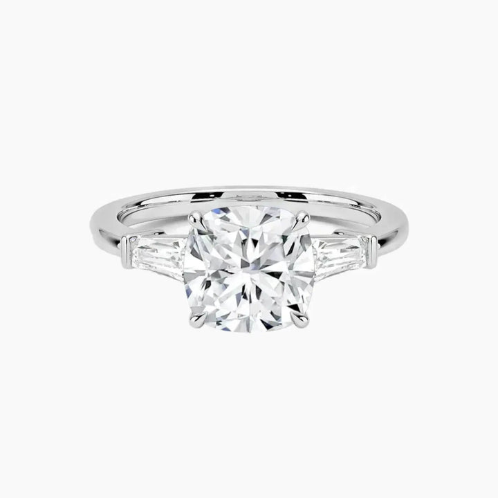 Nyx Cushion Three Stone 2 Carat Lab Grown Diamond Engagement Ring in 14K White Gold