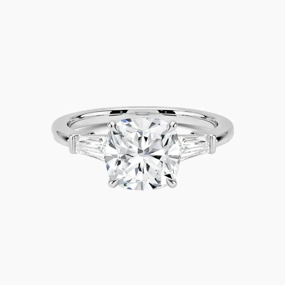 Nyx Cushion Three Stone Diamond Ring Setting in 18K White Gold