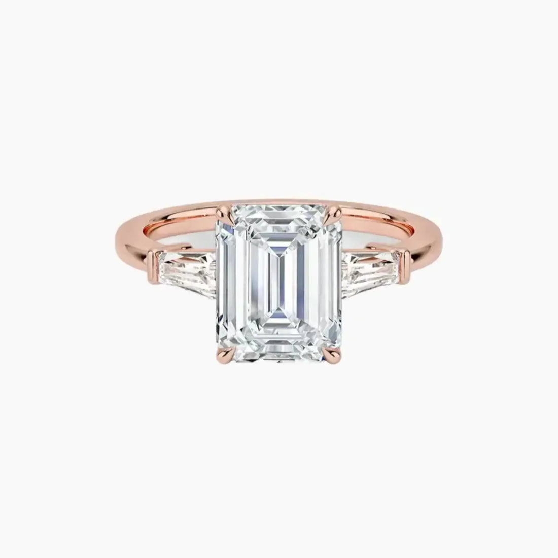 Nyx Emerald Three Stone Diamond Ring Setting in 14K Yellow Gold