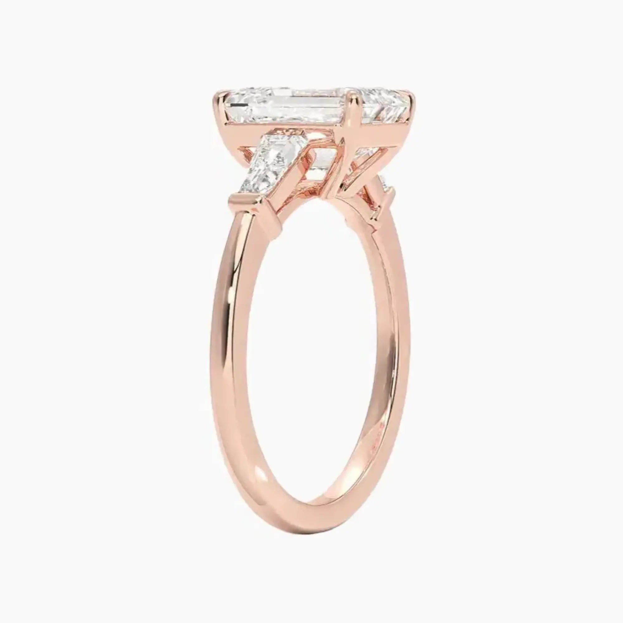 Nyx Emerald Three Stone 3 Carat Lab Grown Diamond Engagement Ring in 18K White Gold