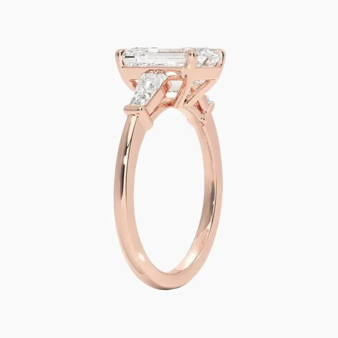 Nyx Emerald Three Stone 2.5 Carat Lab Grown Diamond Engagement Ring in 14K White Gold