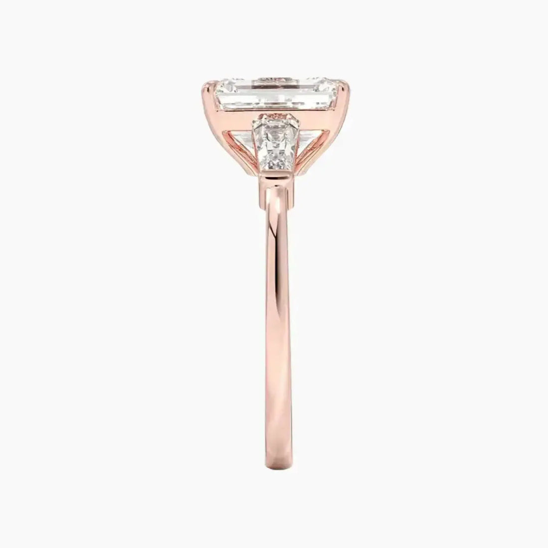 Nyx Emerald Three Stone 3 Carat Lab Grown Diamond Engagement Ring in 18K Rose Gold