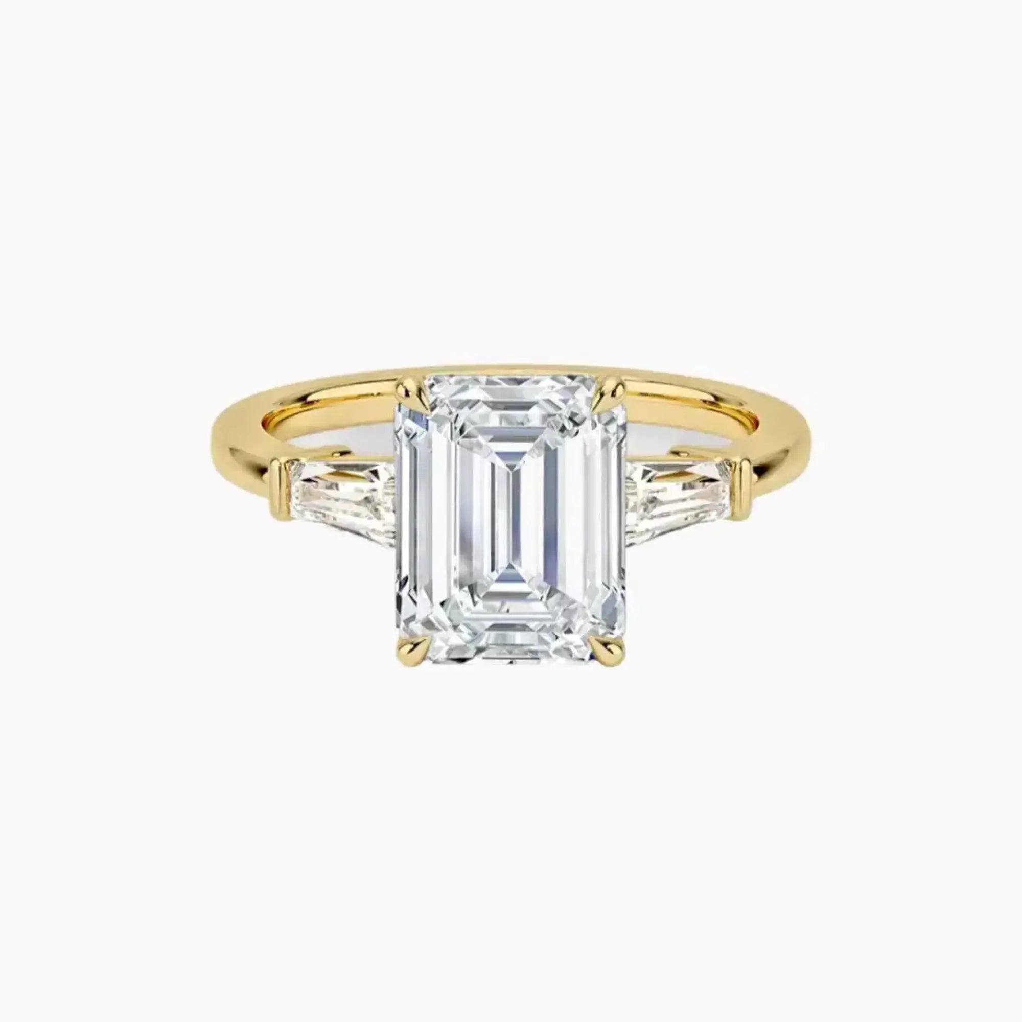 Nyx Emerald Three Stone 1 Carat Lab Grown Diamond Engagement Ring in 18K Rose Gold
