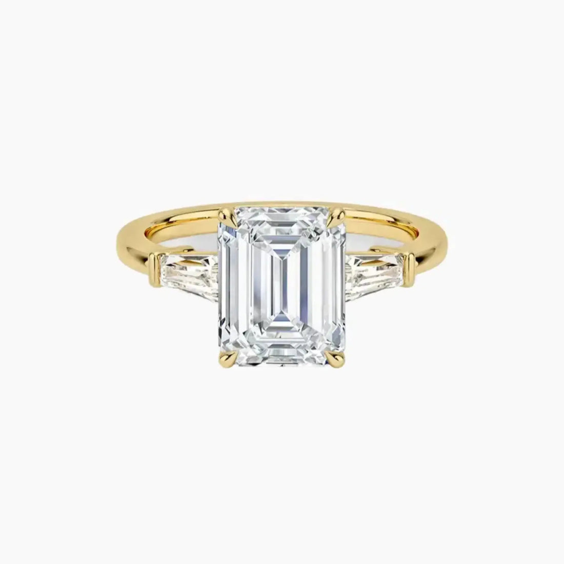 Nyx Emerald Three Stone 3 Carat Lab Grown Diamond Engagement Ring in 18K Yellow Gold
