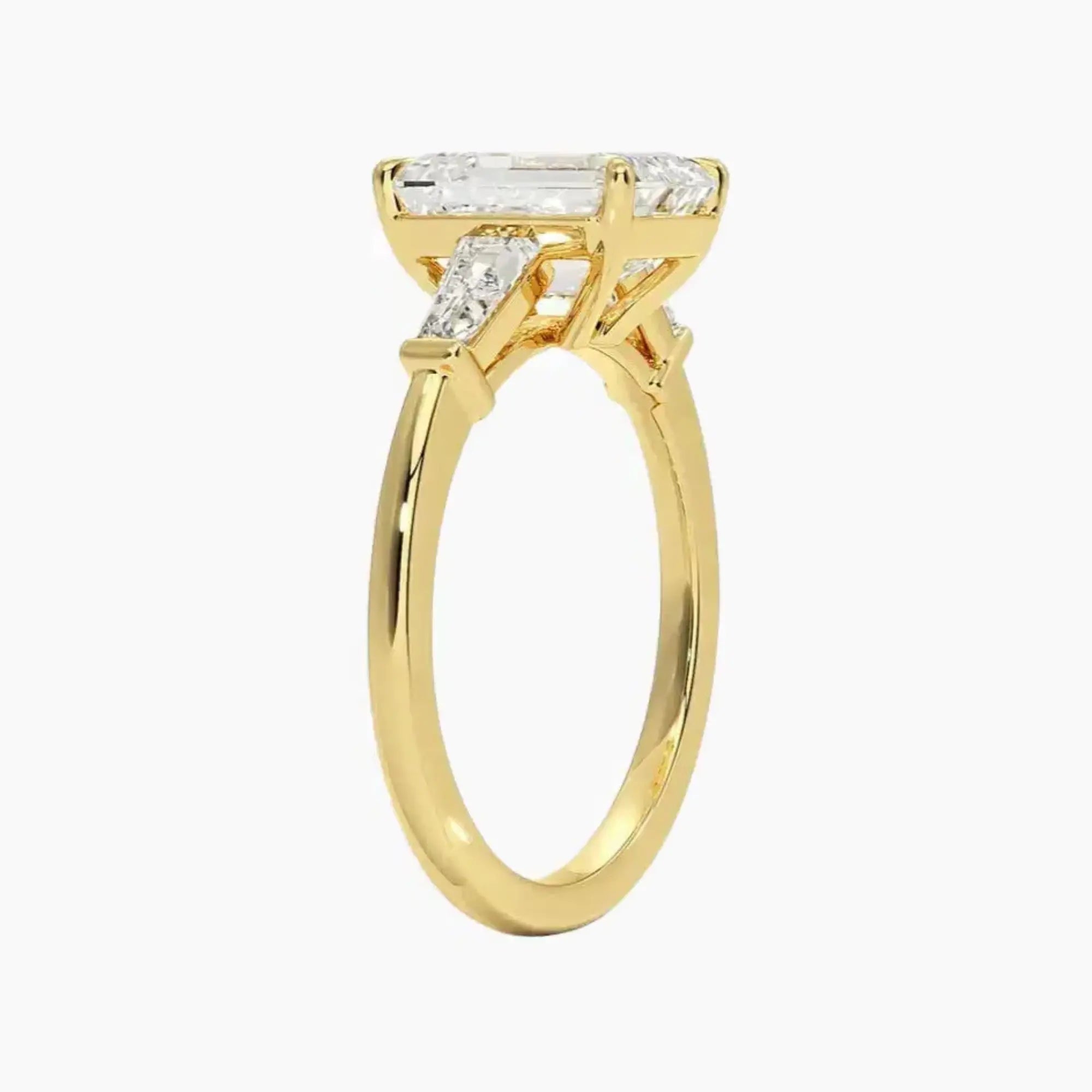 Nyx Emerald Three Stone Diamond Ring Setting in 18K White Gold