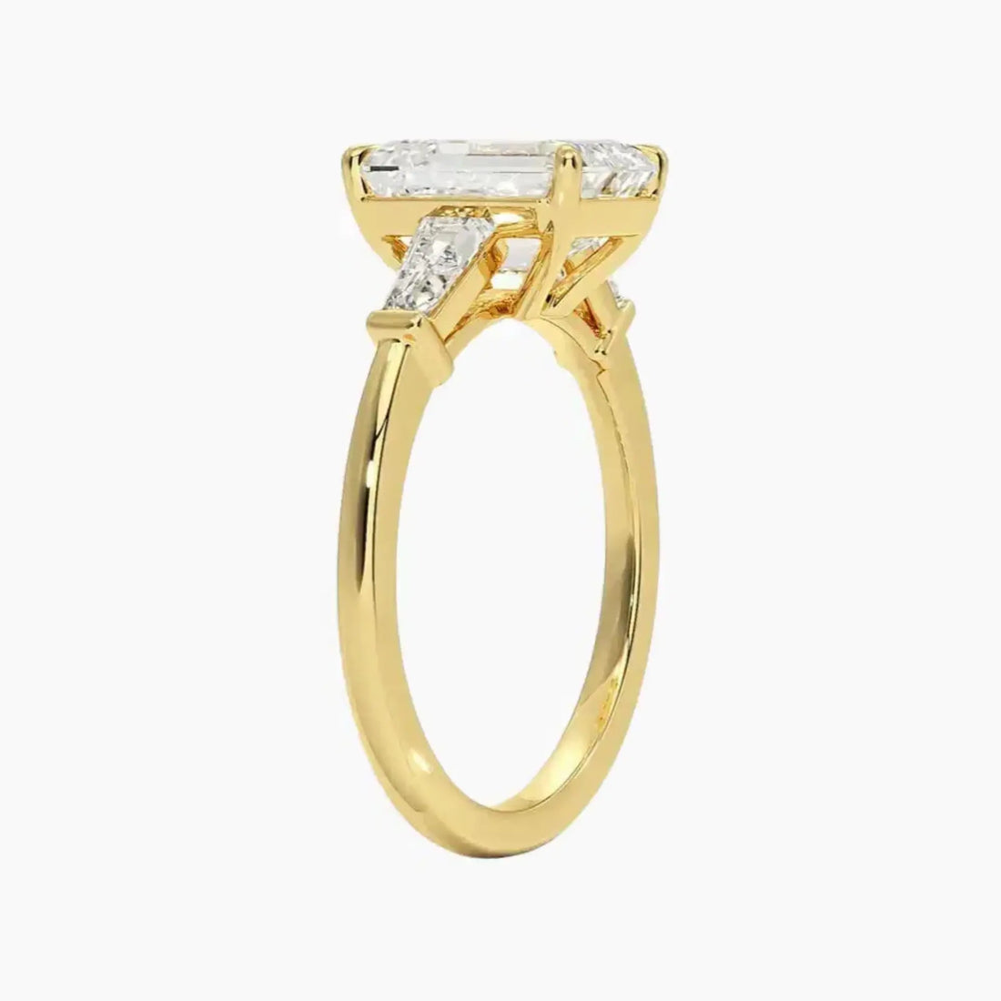 Nyx Emerald Three Stone 3 Carat Lab Grown Diamond Engagement Ring in 18K Rose Gold