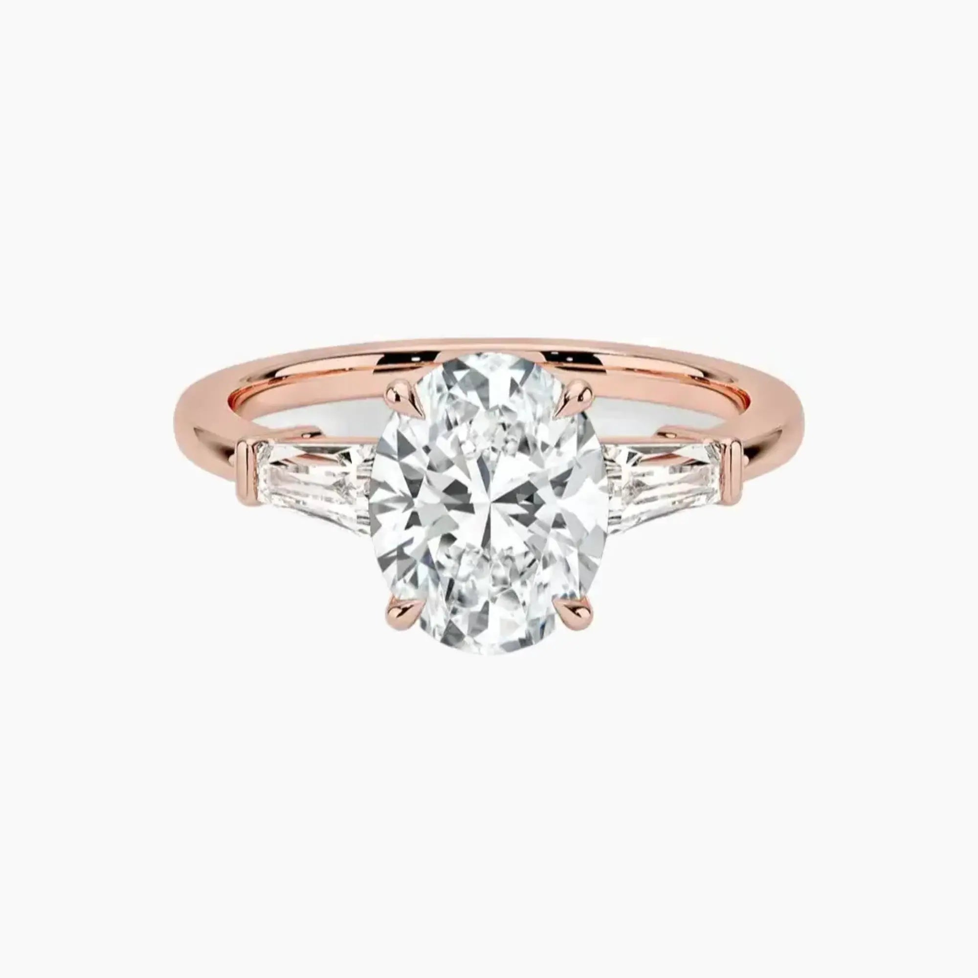 Nyx Oval Three Stone 1 Carat Lab Grown Diamond Engagement Ring in 14K Rose Gold