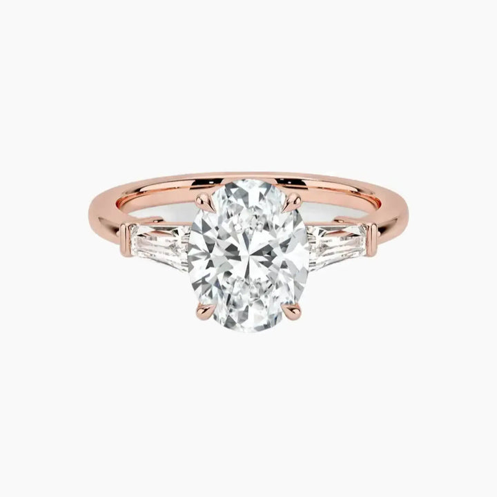 Nyx Oval Three Stone 2 Carat Lab Grown Diamond Engagement Ring in 18K Rose Gold