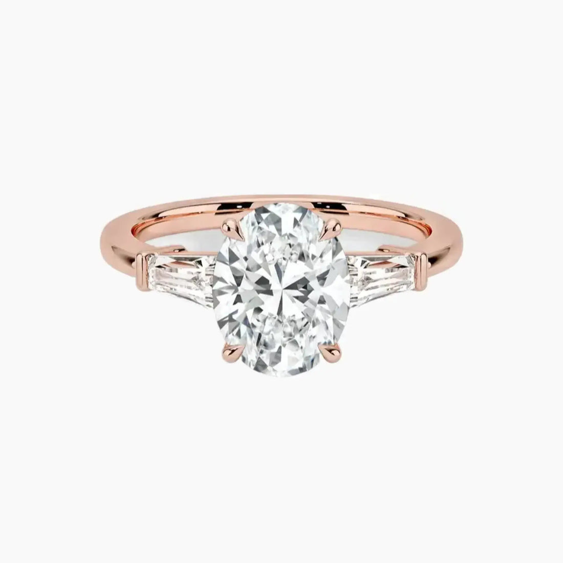 Nyx Oval Three Stone 2 Carat Lab Grown Diamond Engagement Ring in 14K Rose Gold