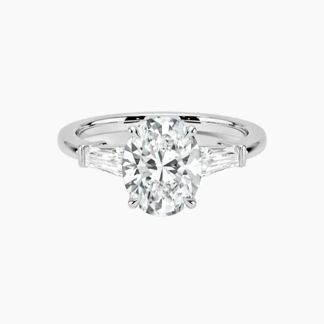 Nyx Oval Three Stone 1 Carat Lab Grown Diamond Engagement Ring in 18K White Gold