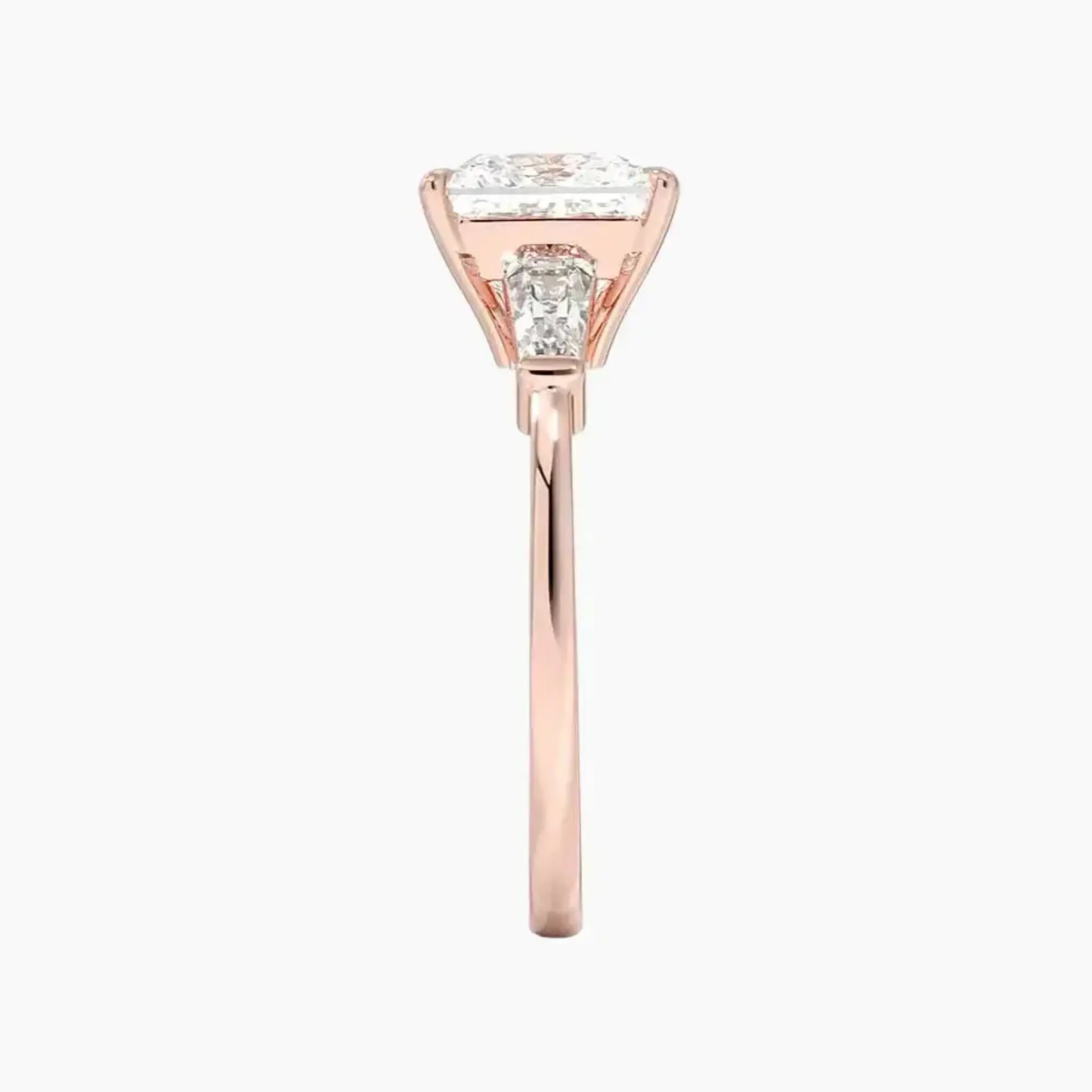Nyx Princess Three Stone 2.5 Carat Lab Grown Diamond Engagement Ring in 14K Rose Gold