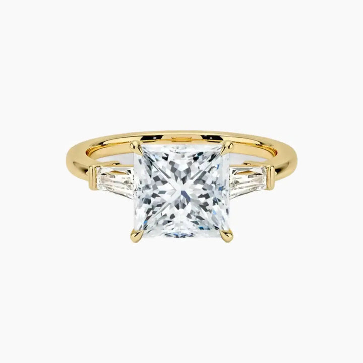 Nyx Princess Three Stone 2.5 Carat Lab Grown Diamond Engagement Ring in 14K Yellow Gold