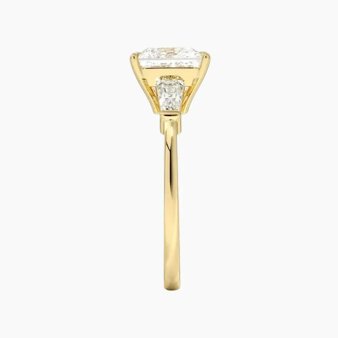 Nyx Princess Three Stone 3 Carat Lab Grown Diamond Engagement Ring in 18K Yellow Gold