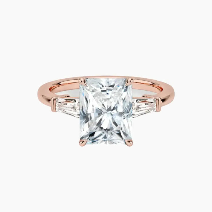 Nyx Radiant Three Stone 1.5 Carat Lab Grown Diamond Engagement Ring in 18K Rose Gold