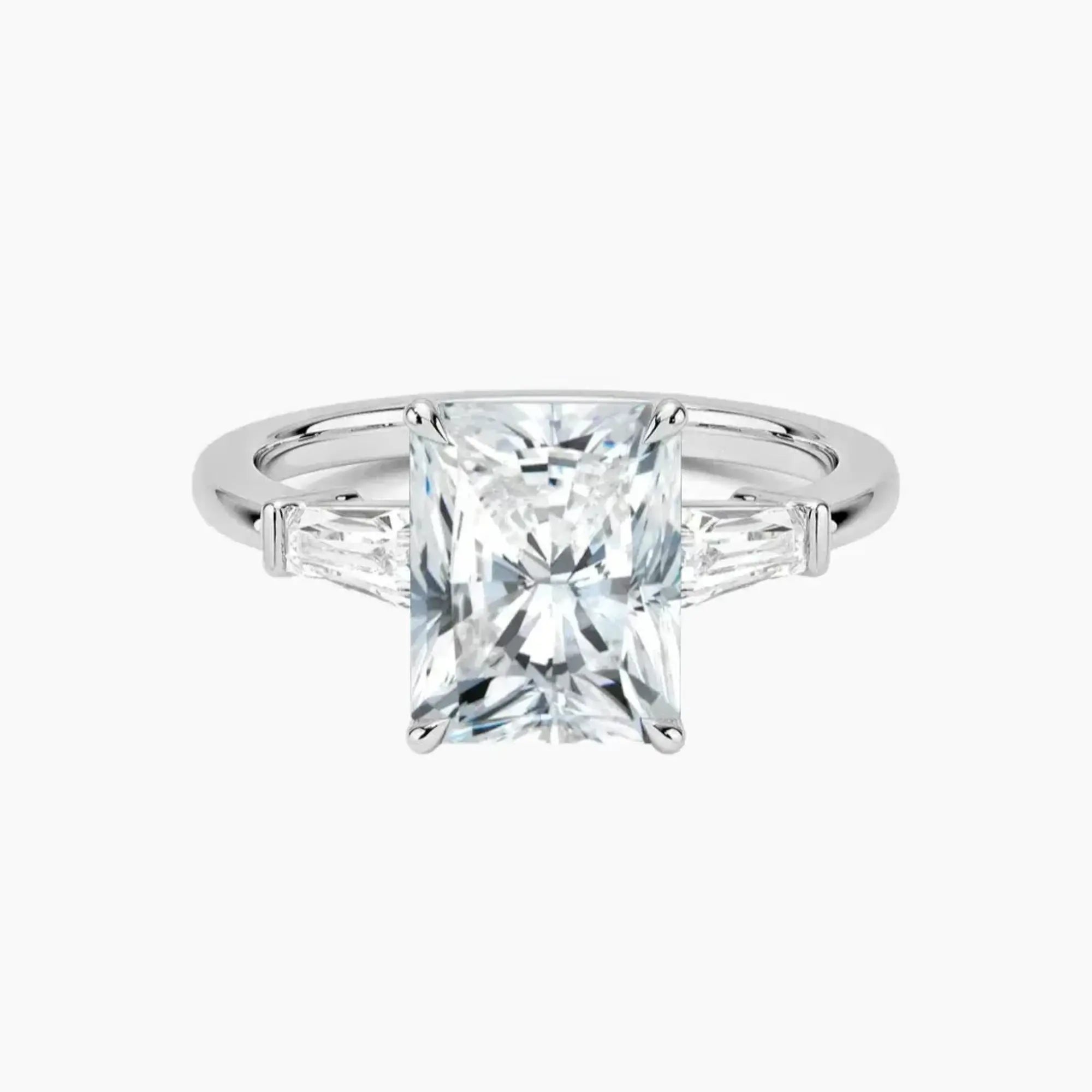Nyx Radiant Three Stone 2.5 Carat Lab Grown Diamond Engagement Ring in 18K White Gold