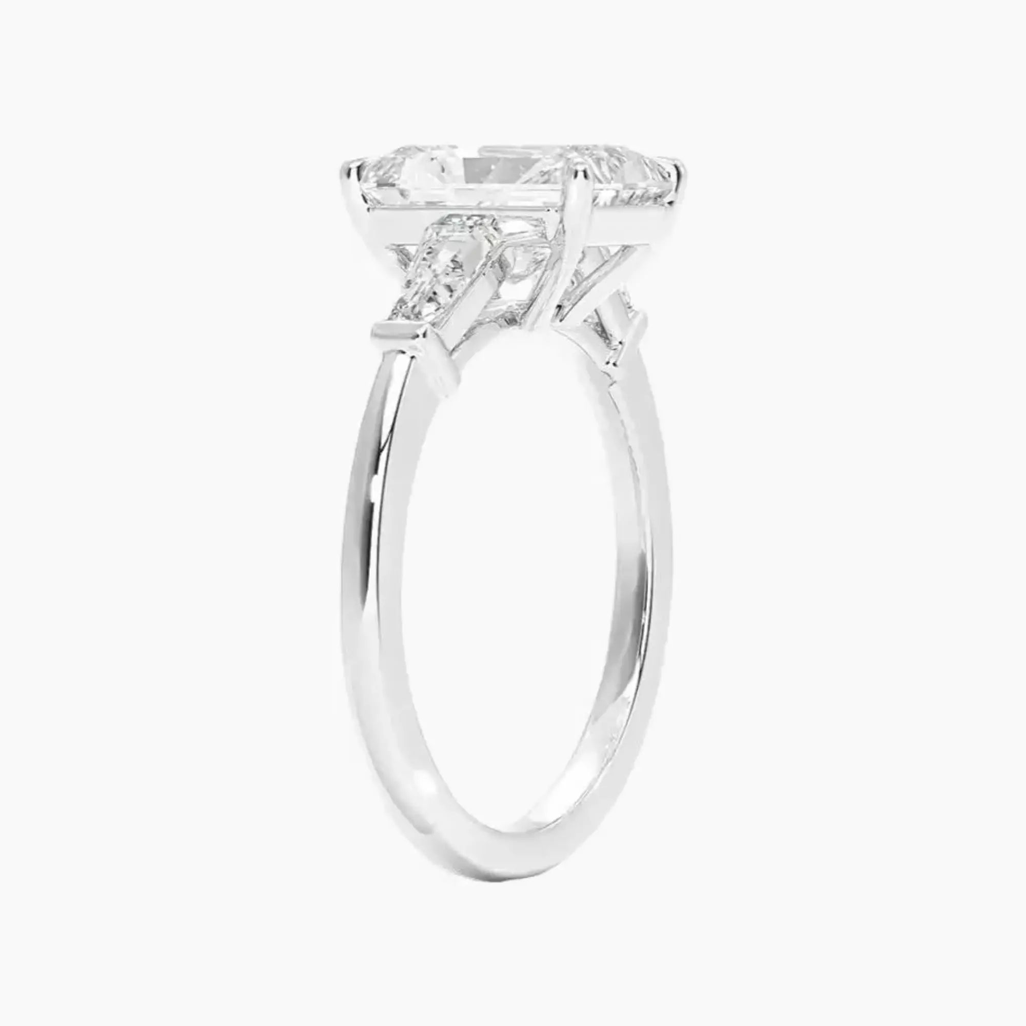 Nyx Radiant Three Stone Diamond Ring Setting in 18K Rose Gold