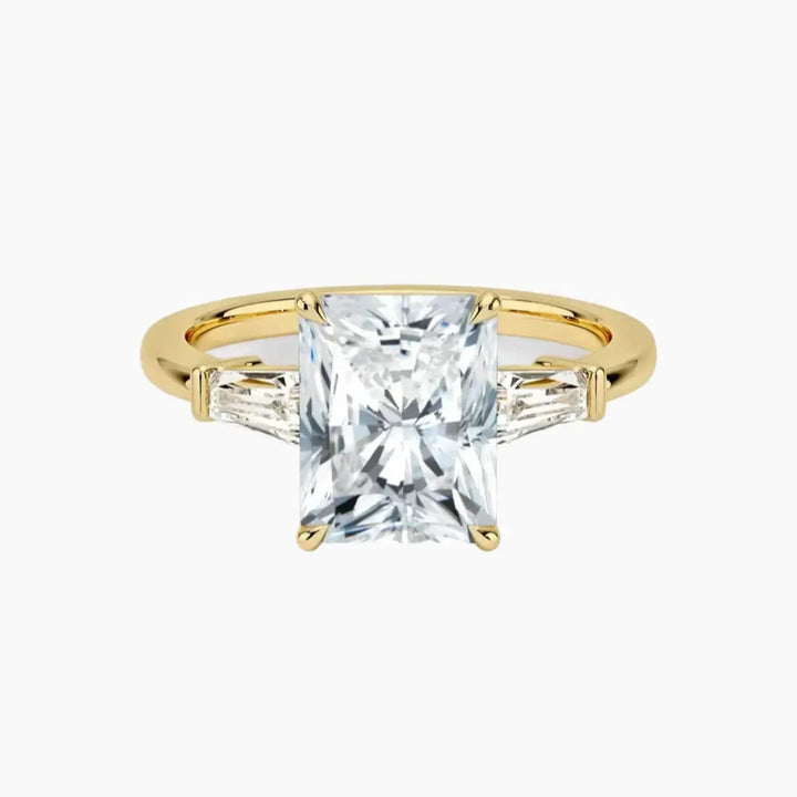 Nyx Radiant Three Stone 2 Carat Lab Grown Diamond Engagement Ring in 14K Yellow Gold
