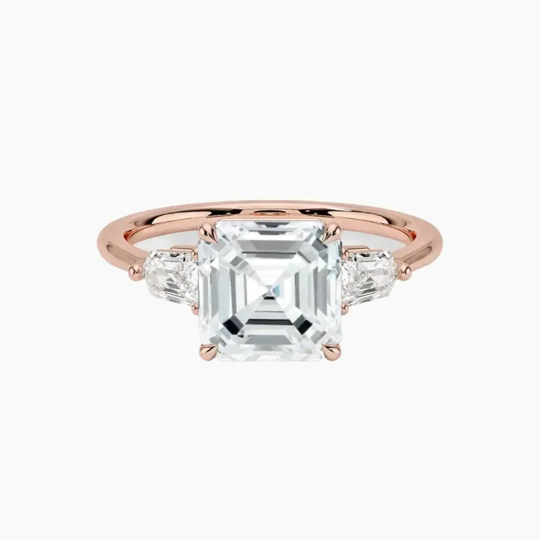 Thalassa Asscher Three Stone 1.5 Carat Lab Grown Diamond Engagement Ring in 14K Yellow Gold
