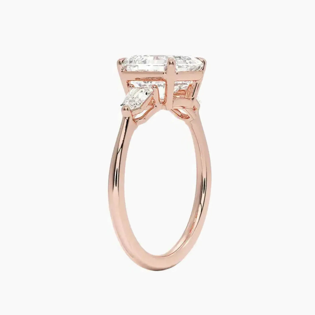 Thalassa Asscher Three Stone Diamond Ring Setting in 18K Rose Gold