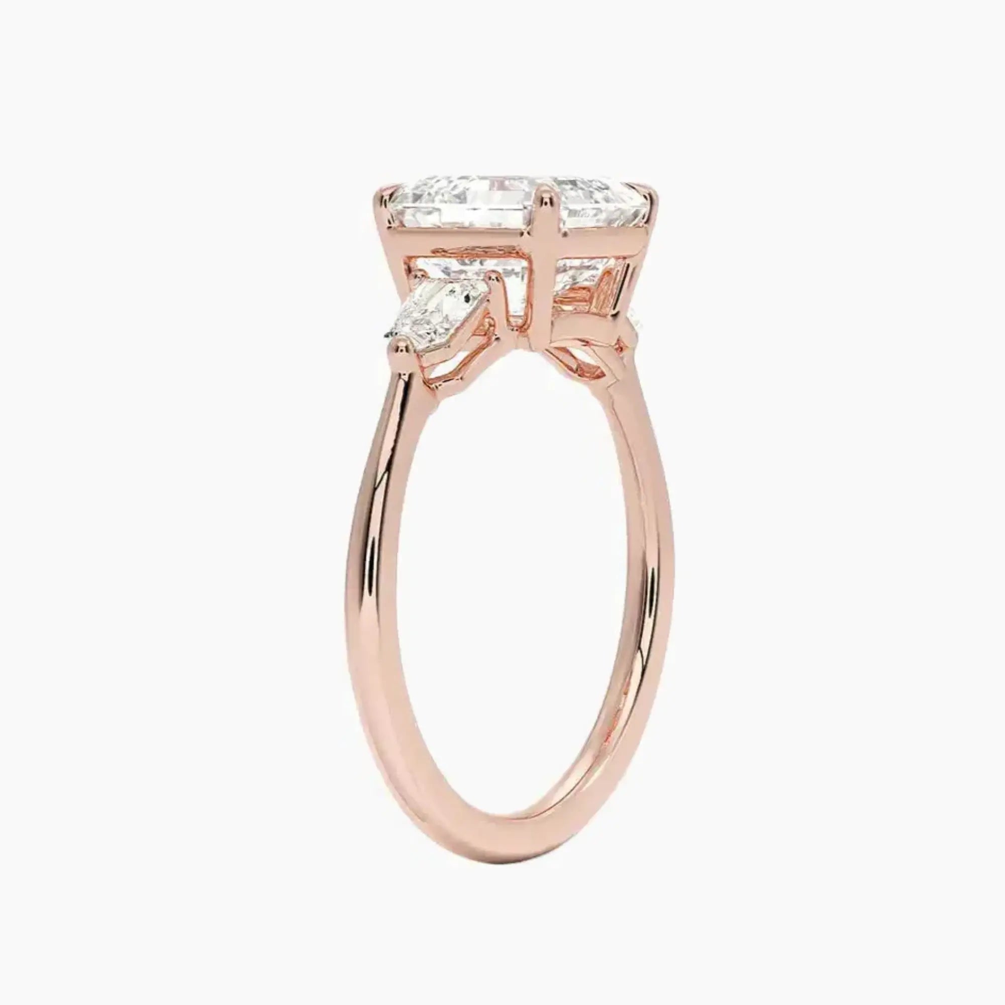 Thalassa Asscher Three Stone 1 Carat Lab Grown Diamond Engagement Ring in 18K White Gold