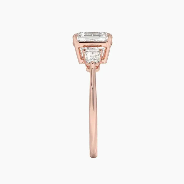 Thalassa Asscher Three Stone 1.5 Carat Lab Grown Diamond Engagement Ring in 18K Yellow Gold