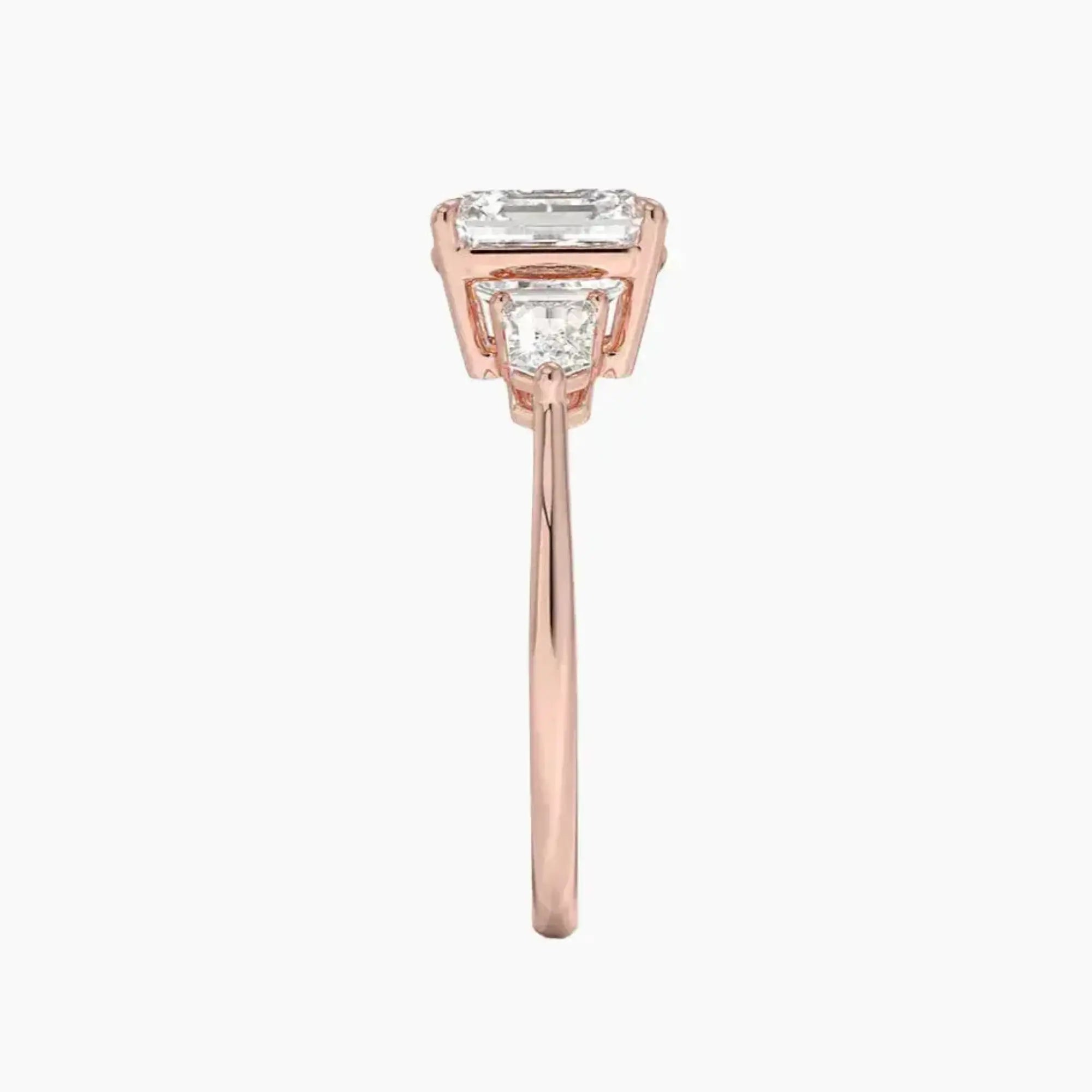 Thalassa Asscher Three Stone 1 Carat Lab Grown Diamond Engagement Ring in 14K Rose Gold
