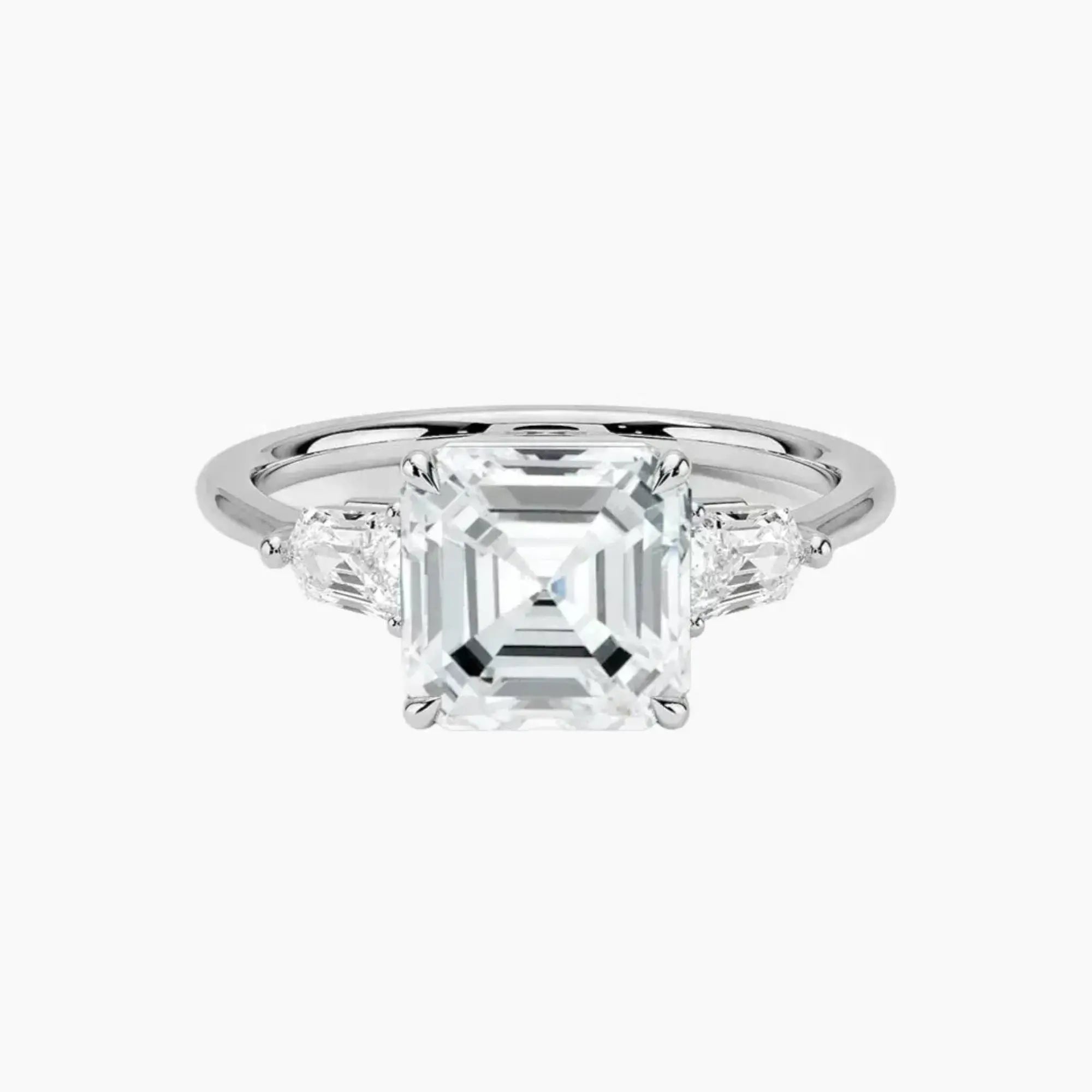 Thalassa Asscher Three Stone Diamond Ring Setting in 14K Rose Gold