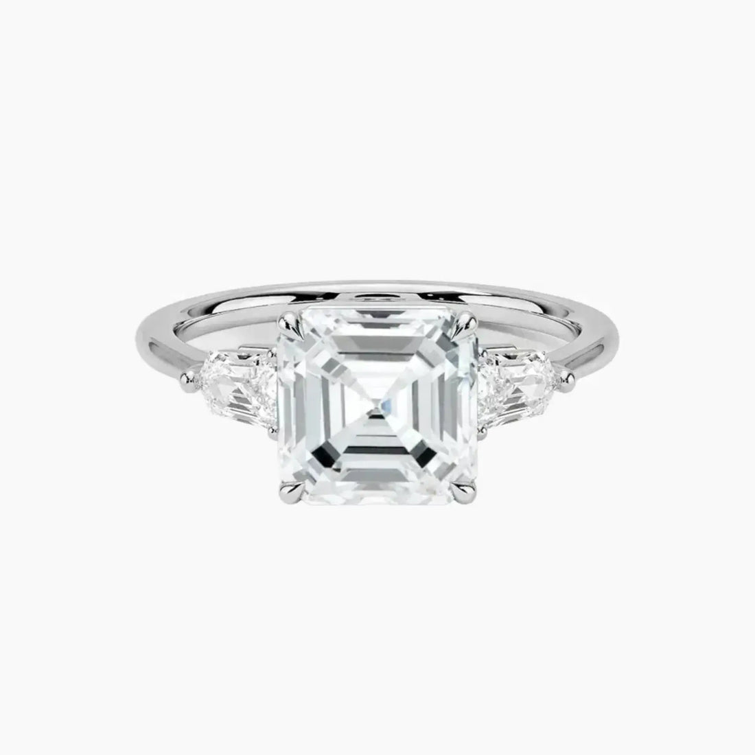 Thalassa Asscher Three Stone 1 Carat Lab Grown Diamond Engagement Ring in 18K Rose Gold
