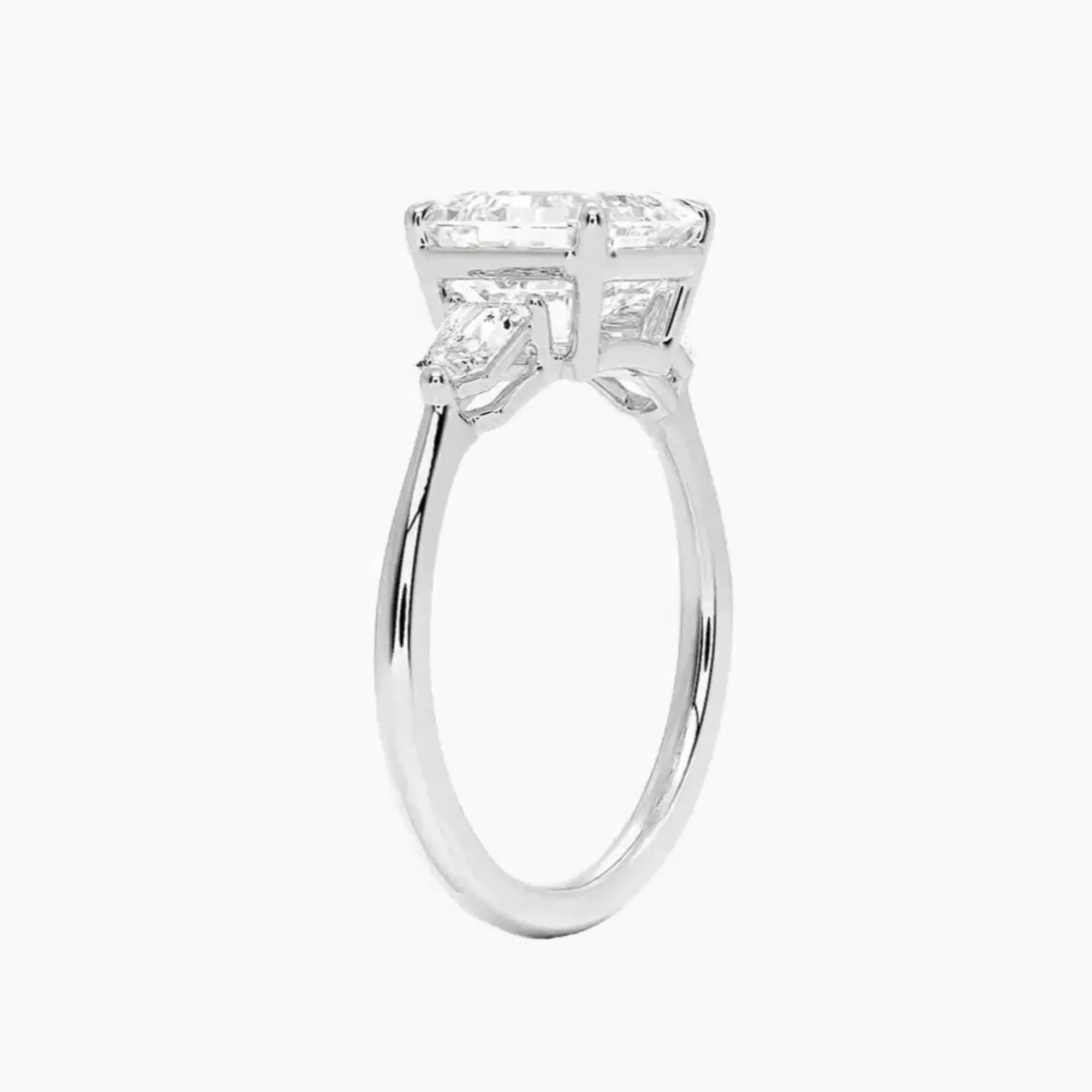 Thalassa Asscher Three Stone 2 Carat Lab Grown Diamond Engagement Ring in 18K Rose Gold