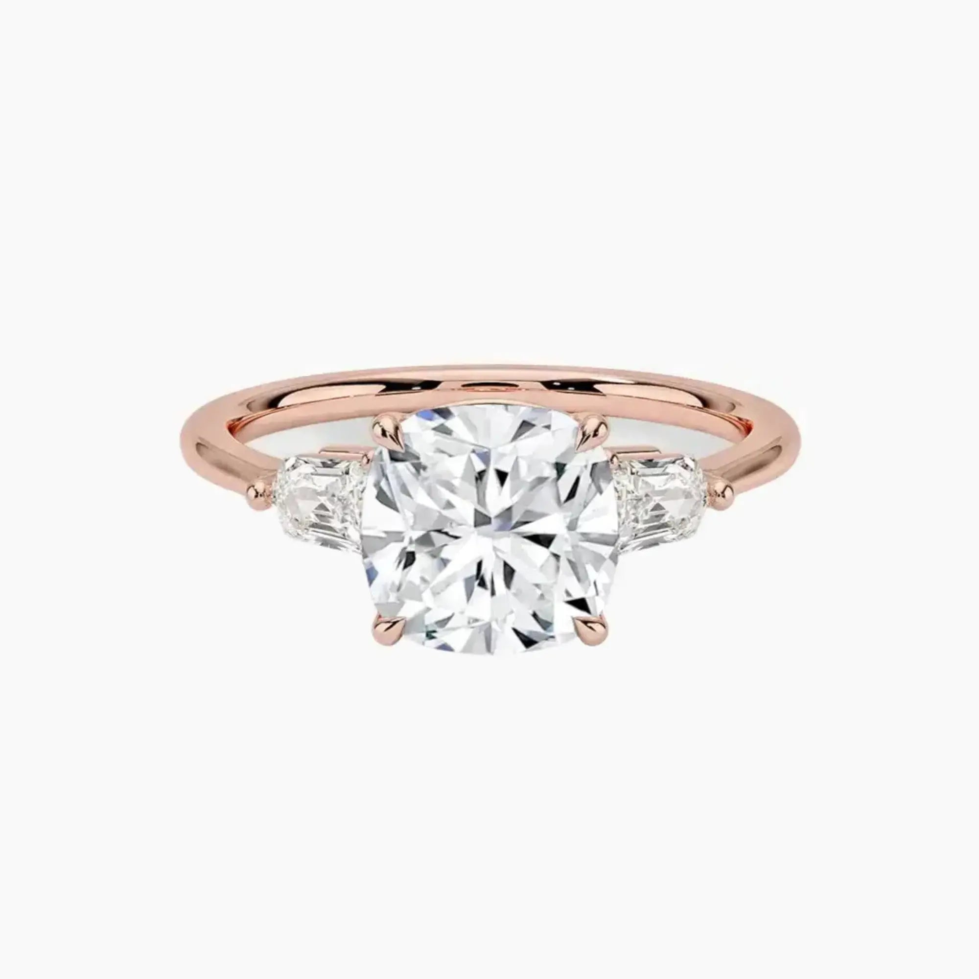 Thalassa Cushion Three Stone Diamond Ring Setting in 18K Yellow Gold