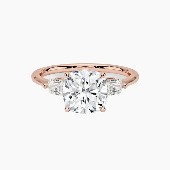 Thalassa Cushion Three Stone 1 Carat Lab Grown Diamond Engagement Ring in 18K Rose Gold