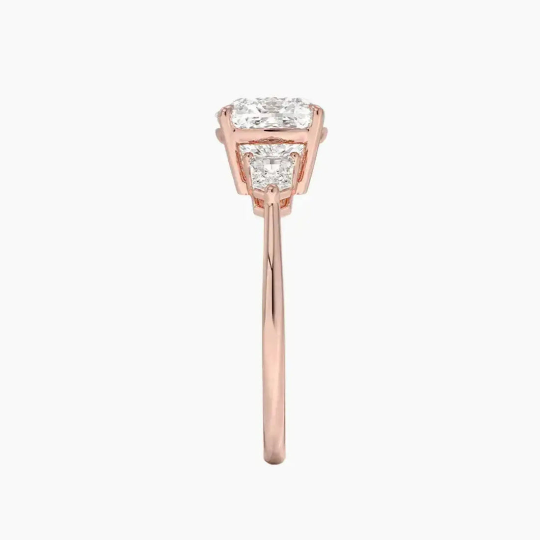 Thalassa Cushion Three Stone 2.5 Carat Lab Grown Diamond Engagement Ring in 18K Yellow Gold