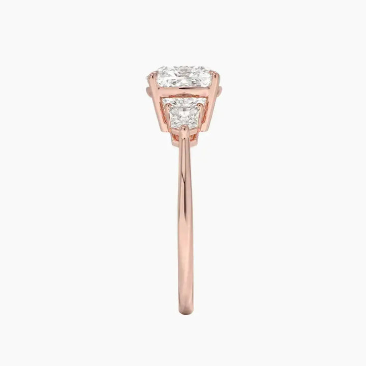 Thalassa Cushion Three Stone 1 Carat Lab Grown Diamond Engagement Ring in 14K Yellow Gold
