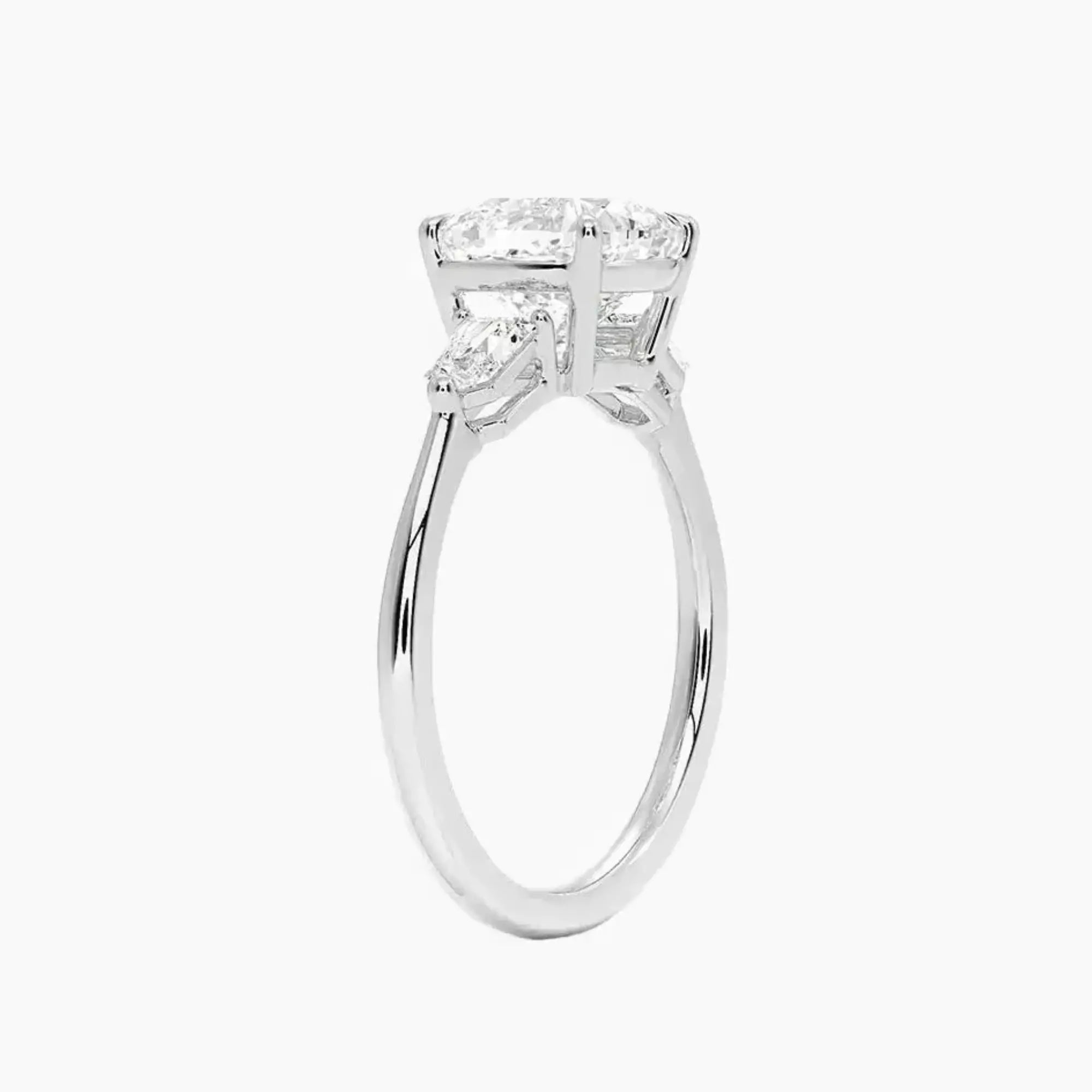 Thalassa Cushion Three Stone Diamond Ring Setting in 14K White Gold
