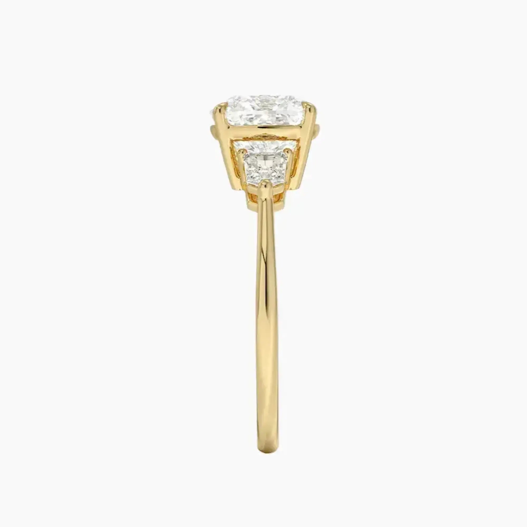 Thalassa Cushion Three Stone Diamond Ring Setting in 18K White Gold
