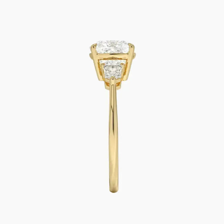 Thalassa Cushion Three Stone 2 Carat Lab Grown Diamond Engagement Ring in 14K Rose Gold