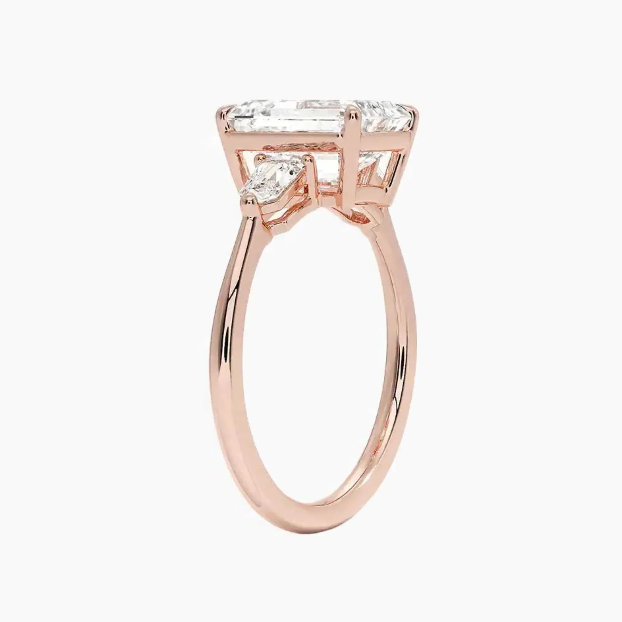 Thalassa Emerald Three Stone 3 Carat Lab Grown Diamond Engagement Ring in 18K White Gold