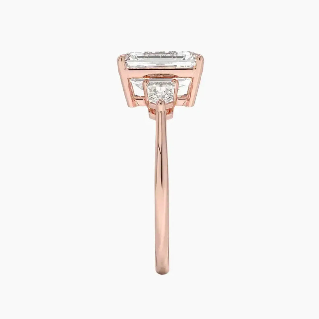 Thalassa Emerald Three Stone 1 Carat Lab Grown Diamond Engagement Ring in 14K Rose Gold