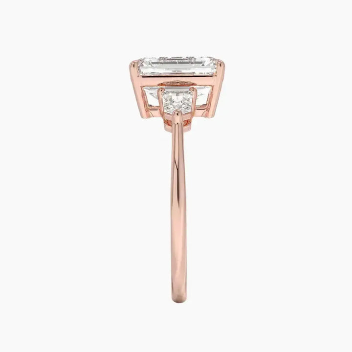 Thalassa Emerald Three Stone 3 Carat Lab Grown Diamond Engagement Ring in 18K White Gold