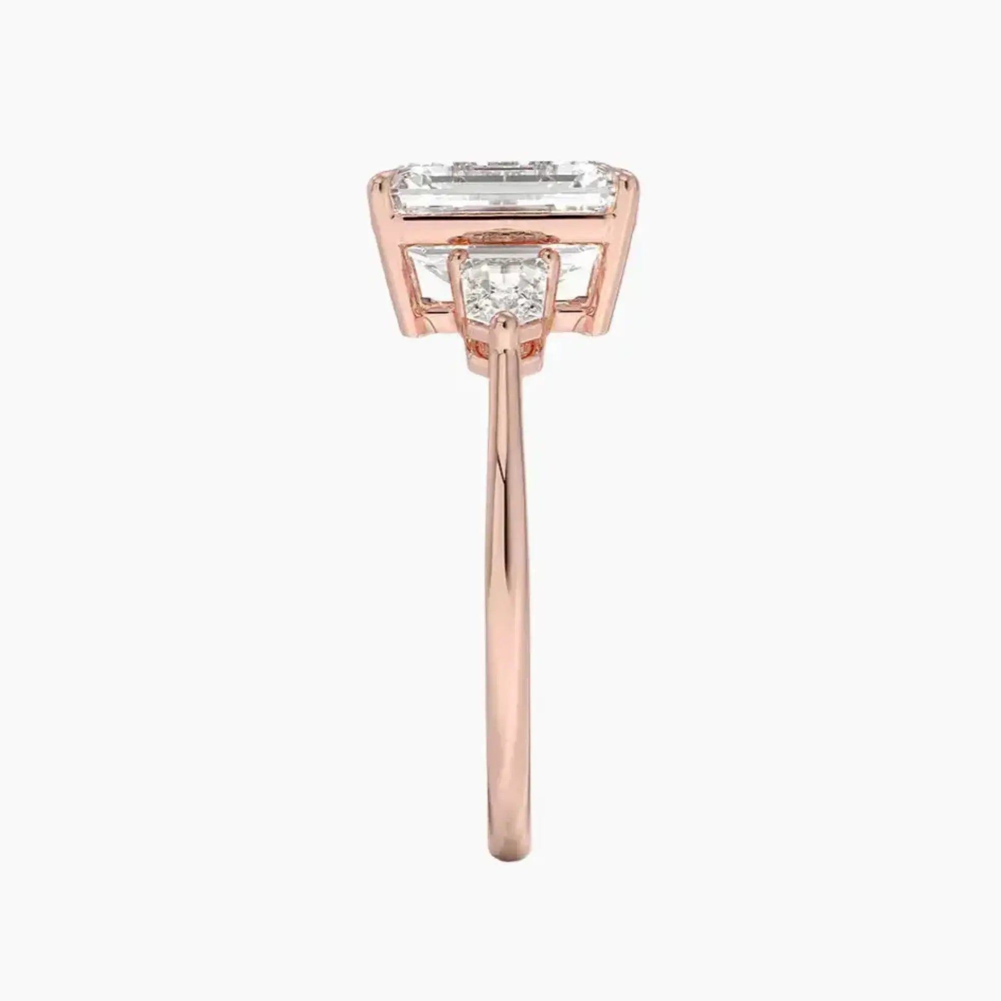 Thalassa Emerald Three Stone 3 Carat Lab Grown Diamond Engagement Ring in 14K White Gold