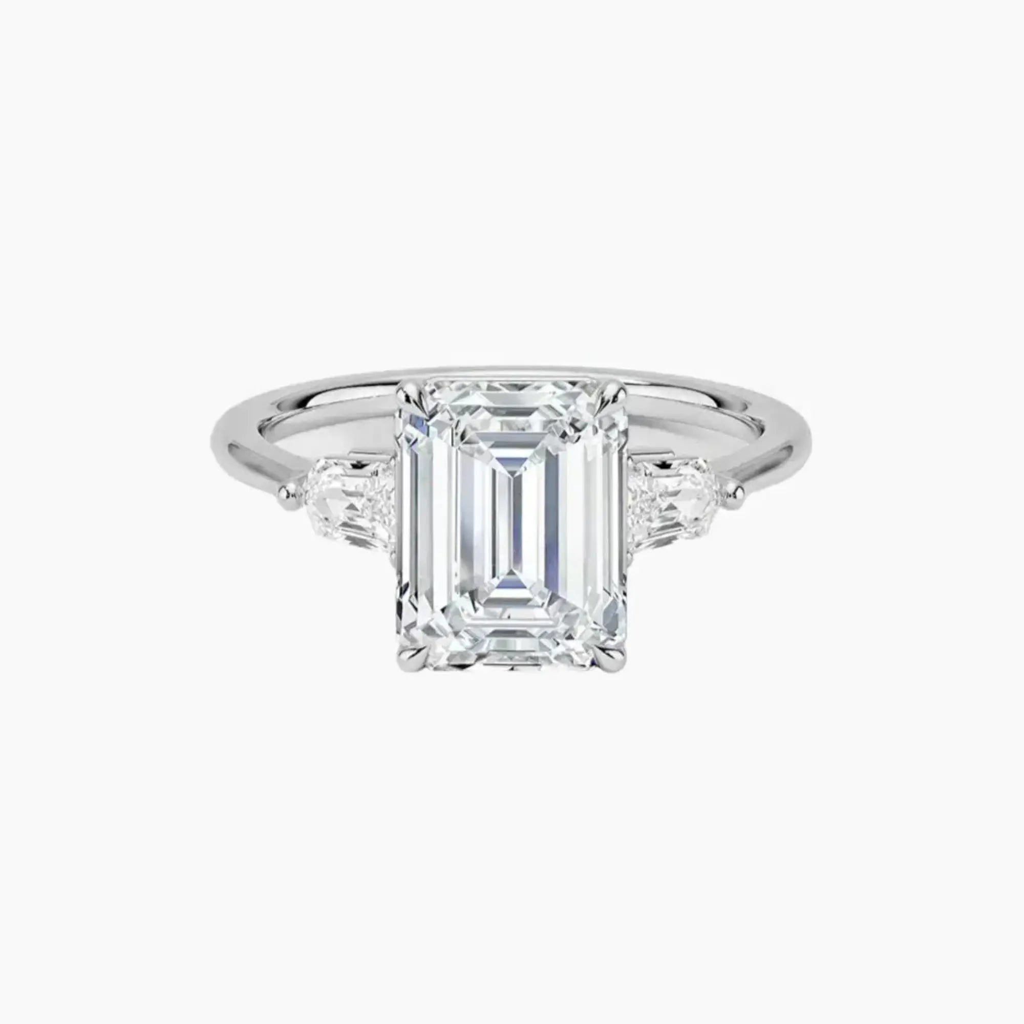 Thalassa Emerald Three Stone Diamond Ring Setting in 14K Rose Gold