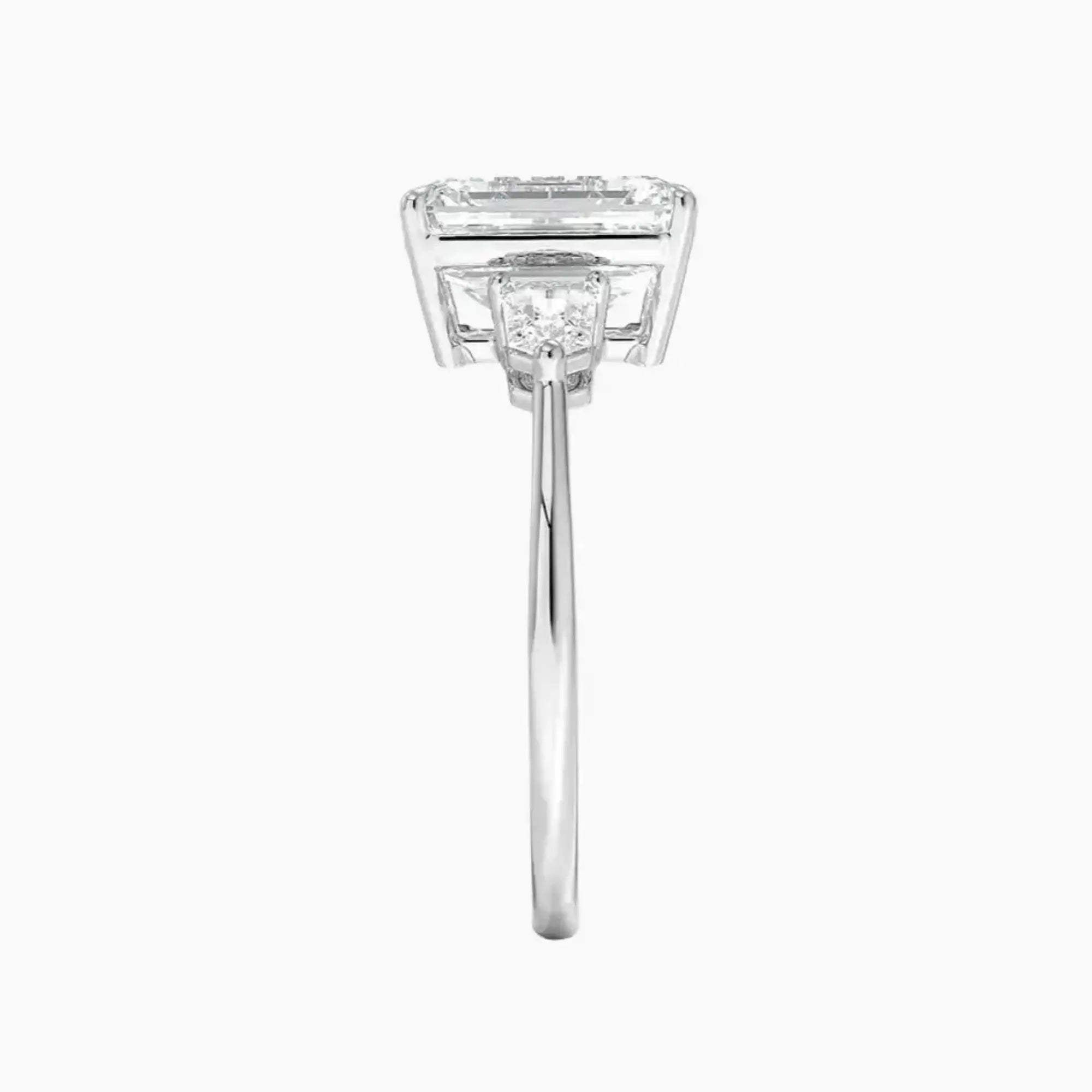 Thalassa Emerald Three Stone 2 Carat Lab Grown Diamond Engagement Ring in 18K White Gold