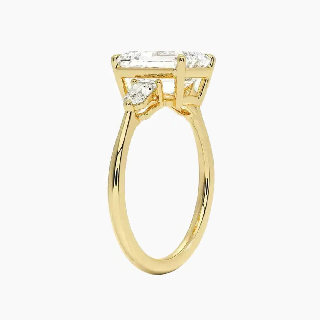 Thalassa Emerald Three Stone Diamond Ring Setting in 14K Rose Gold