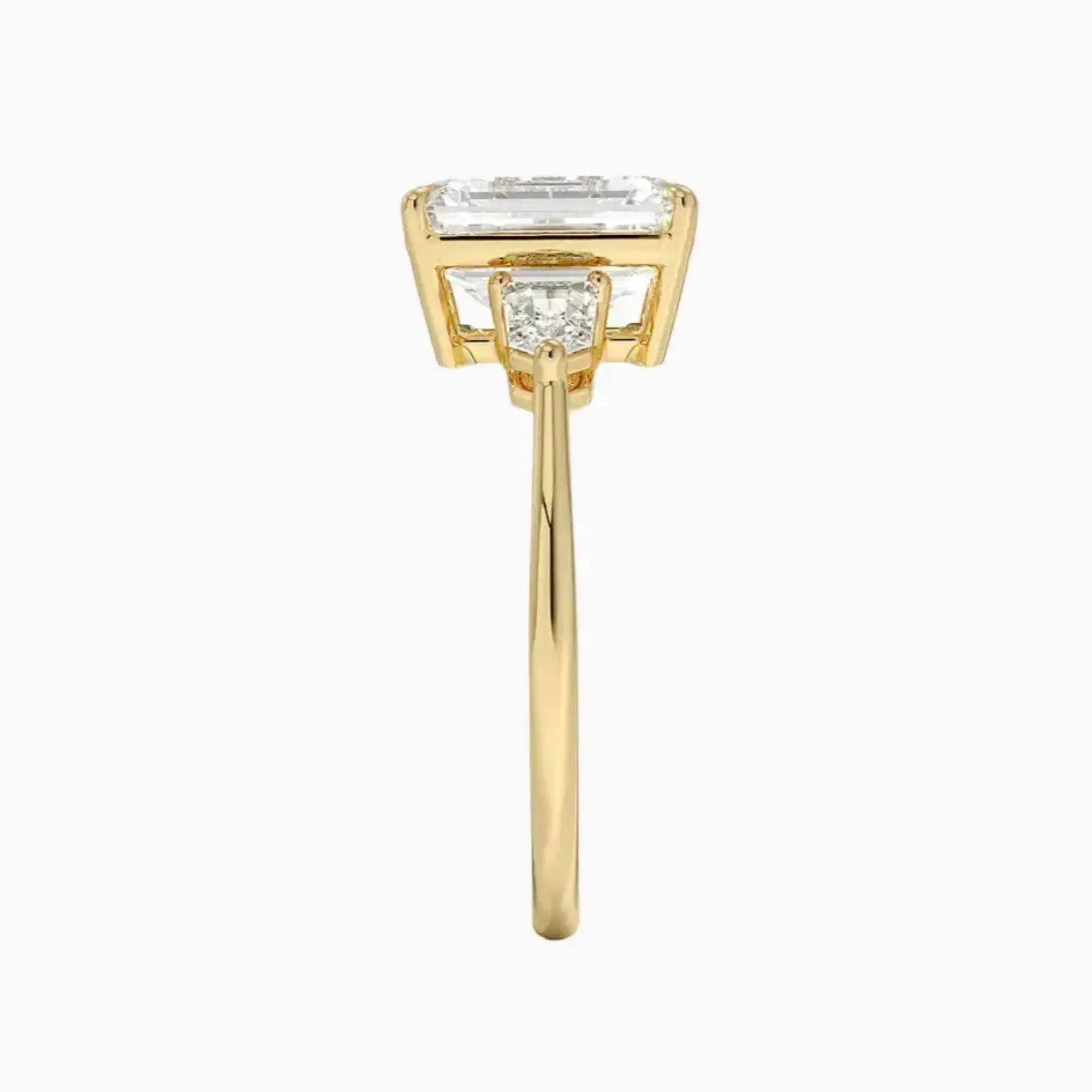 Thalassa Emerald Three Stone 3 Carat Lab Grown Diamond Engagement Ring in 14K Rose Gold