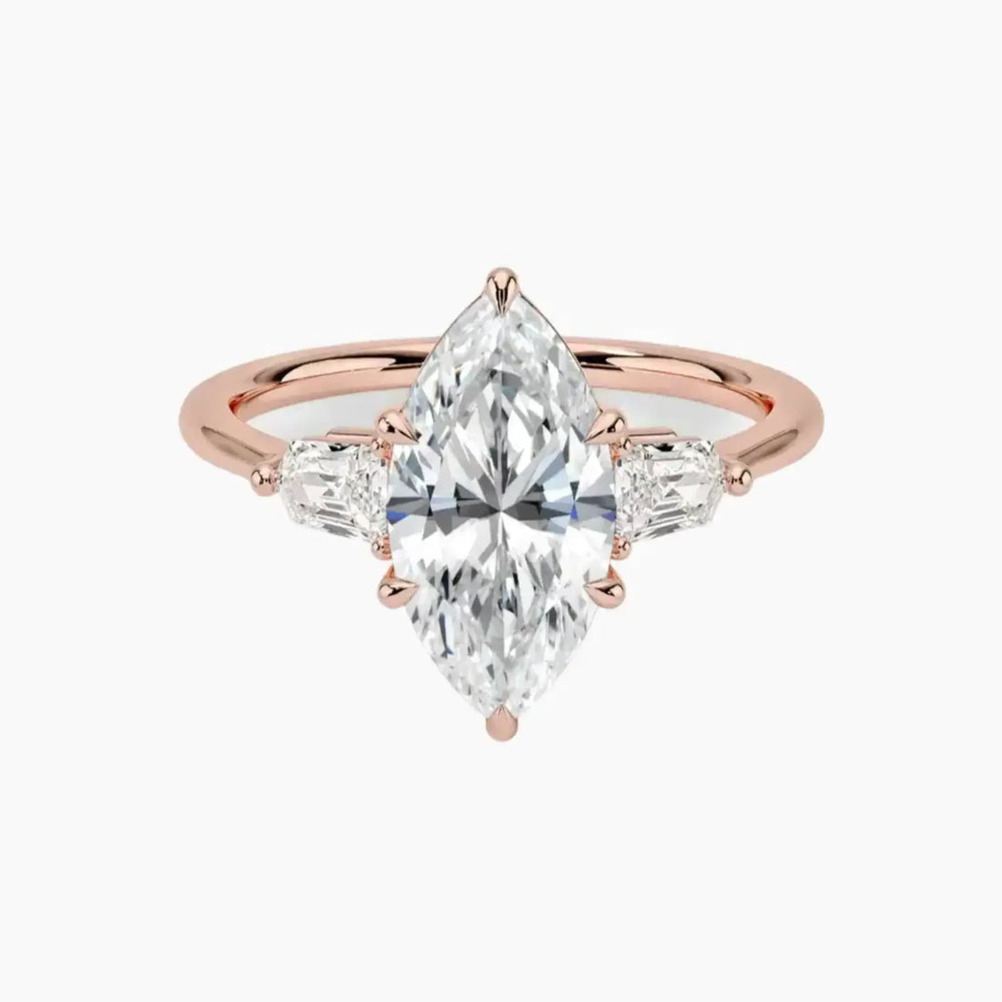 Thalassa Marquise Three Stone 2 Carat Lab Grown Diamond Engagement Ring in 18K Rose Gold