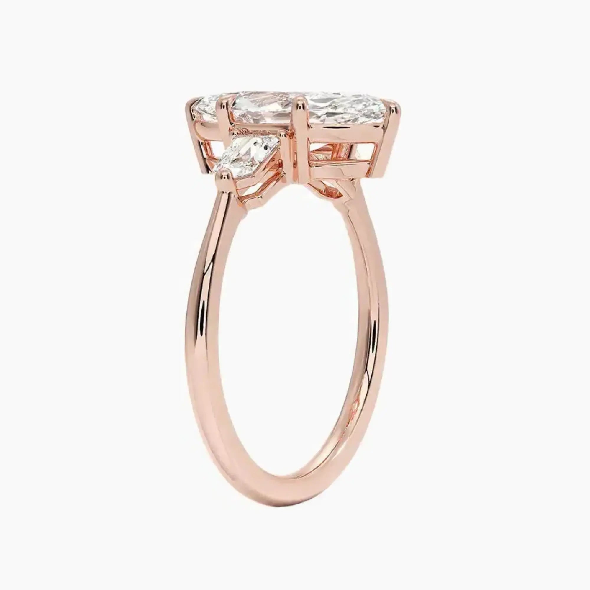 Thalassa Marquise Three Stone Diamond Ring Setting in 18K Rose Gold