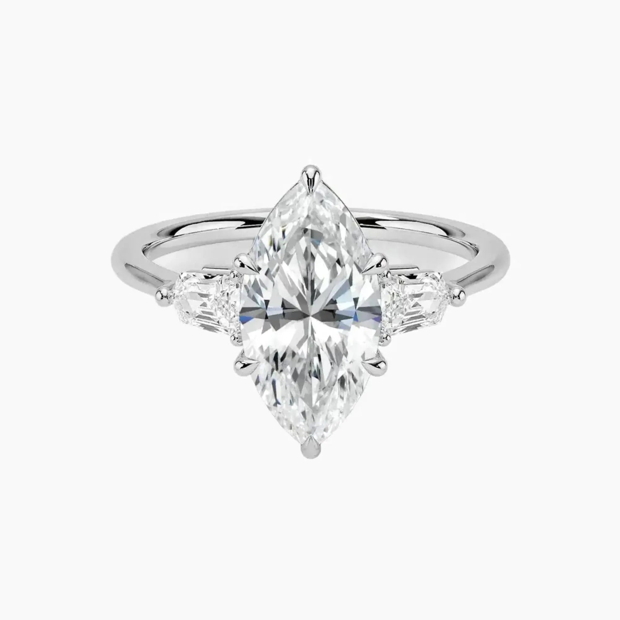 Thalassa Marquise Three Stone 1 Carat Lab Grown Diamond Engagement Ring in 18K White Gold