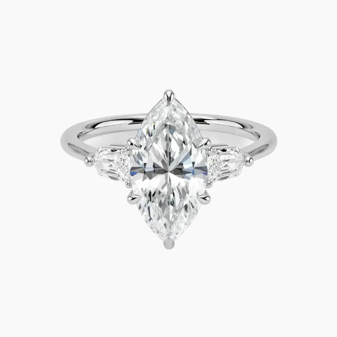 Thalassa Marquise Three Stone Diamond Ring Setting in 18K White Gold