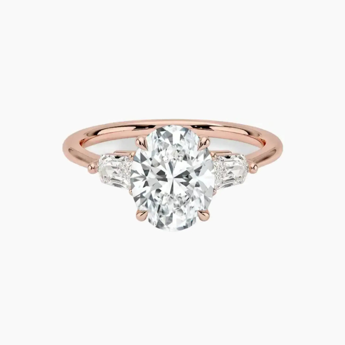Thalassa Oval Three Stone 3 Carat Lab Grown Diamond Engagement Ring in 18K White Gold